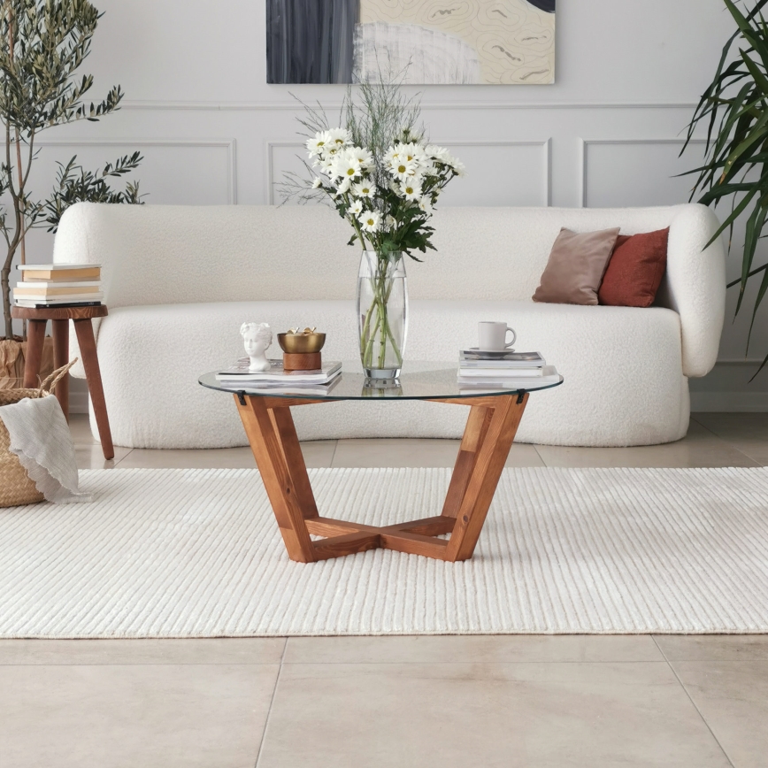 Klubska mizica LOTUS 35x75 cm rjava/prozorna