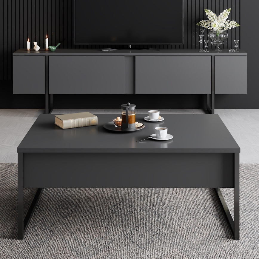 Klubska mizica LUXE 40x90 cm antracit/črna