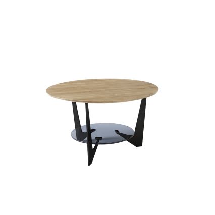 Klubska mizica MARMO Ø 70 cm hrast/črna