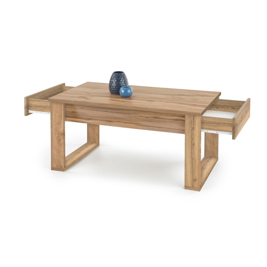 Klubska mizica z drawers NEA 52x110 cm rjava/hrast wotan