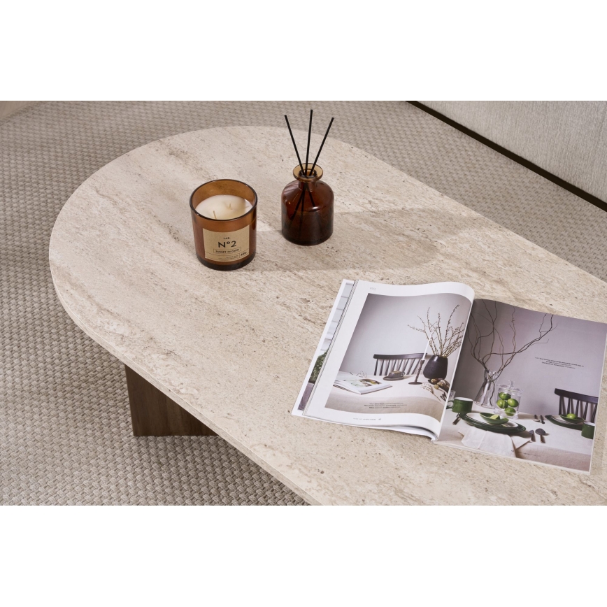 Klubska mizica NEL 119x60 cm travertin/oreh