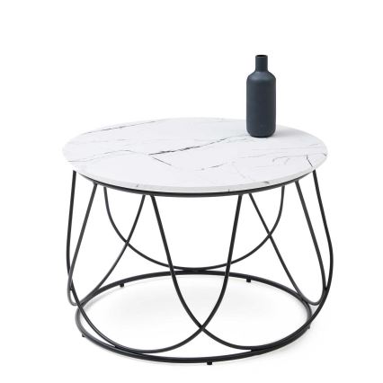 Klubska mizica NUBIRA 41x60 cm črna/marmor decor