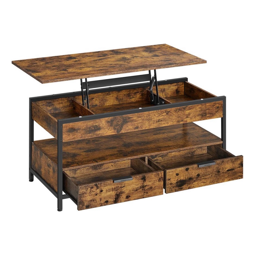 Klubska mizica NYRO z dvignljivim vrhom, rjava/črna