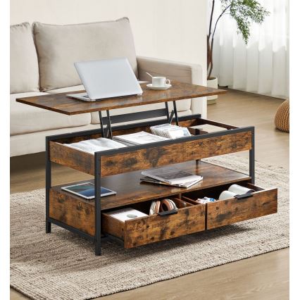 Klubska mizica NYRO z dvignljivim vrhom, rjava/črna