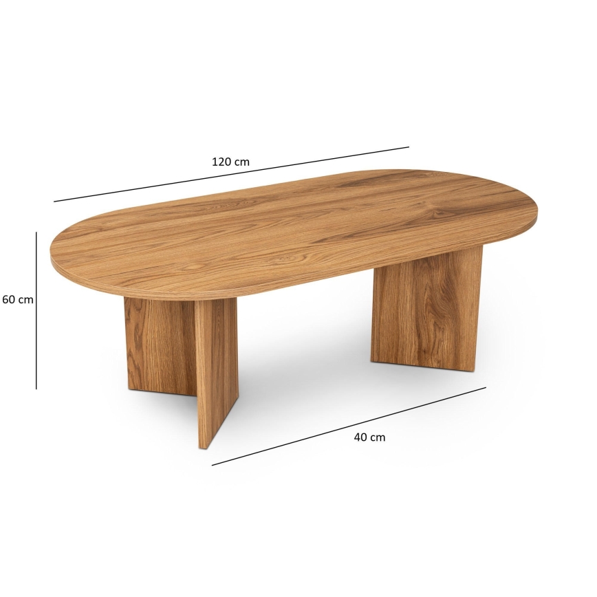 Klubska mizica OVAL 60x120 cm rjava