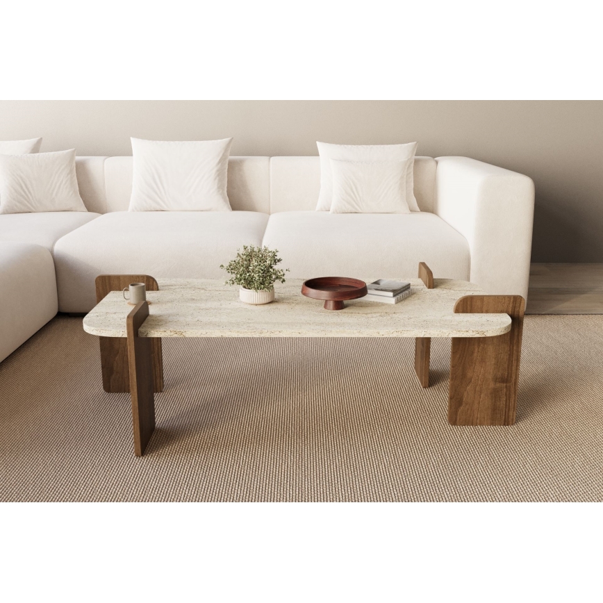 Klubska mizica PURO 120x60 cm oreh/bež