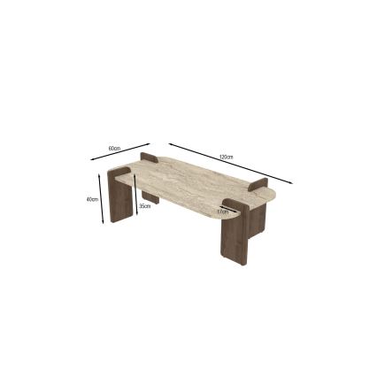 Klubska mizica PURO 120x60 cm oreh/travertin