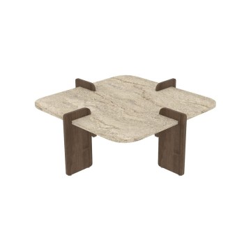 Klubska mizica PURO 90x90 cm bež/oreh