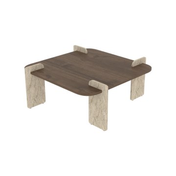 Klubska mizica PURO 90x90 cm oreh/bež