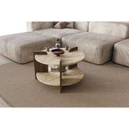 Klubska mizica PURO, premer 70 cm, bež/oreh