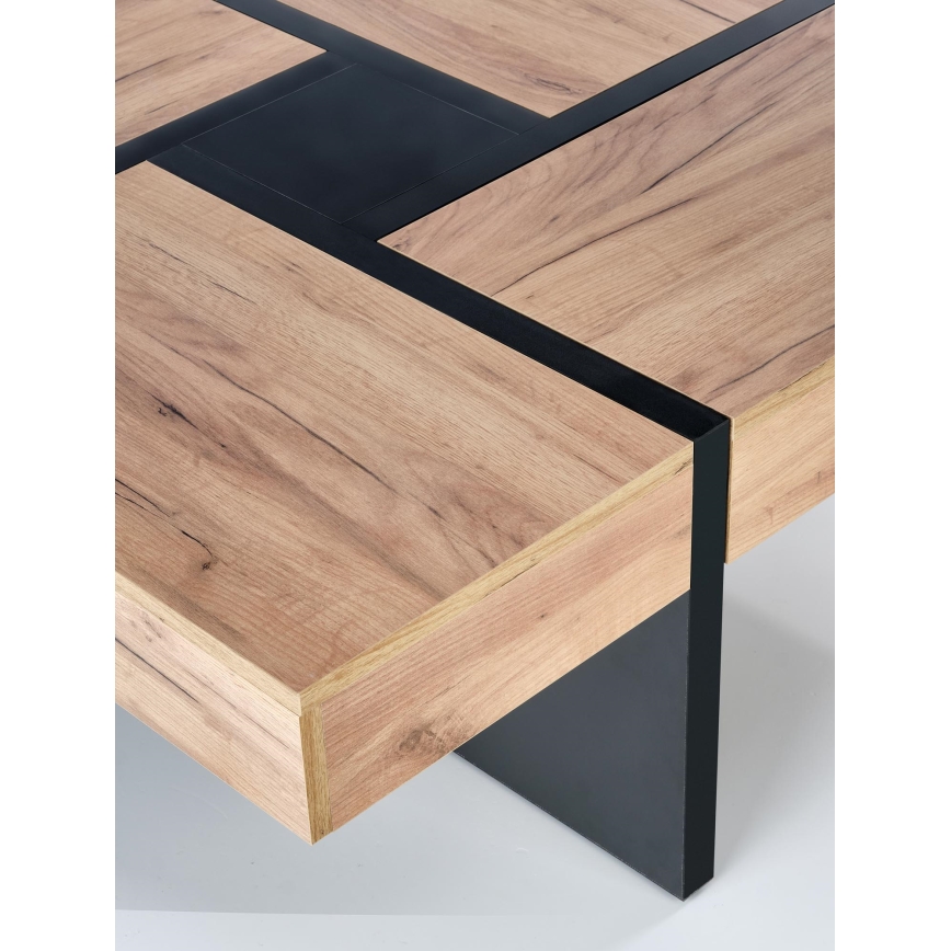 Klubska mizica RADIX 100x100 cm črna/rjava