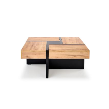 Klubska mizica RADIX 100x100 cm črna/rjava