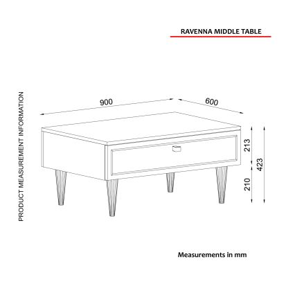 Klubska mizica RAVENNA 60x90 cm bela