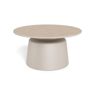 Klubska mizica SANTORINI Ø 70 cm bež/siva/keramika