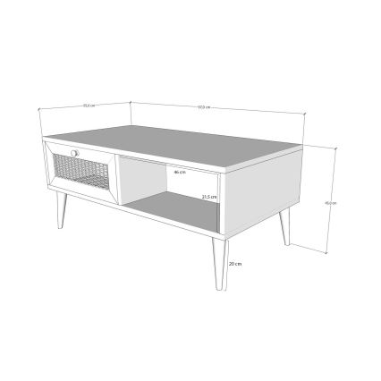 Klubska mizica SIDYMA 45x97 cm rjava