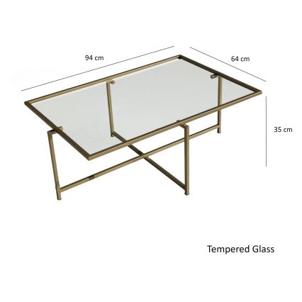 Klubska mizica SONCE 35x94 cm zlata/prozorna