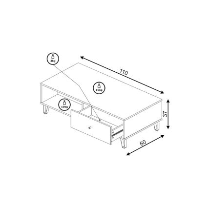 Klubska mizica SULA hrast artisan/bela