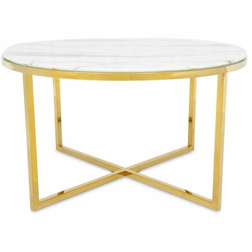 Klubska mizica VERTIGO 45x80 cm zlata/bela marmor decor