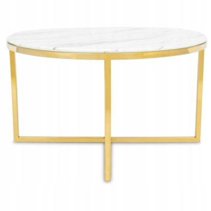 Klubska mizica VERTIGO 45x80 cm zlata/bela marmor decor