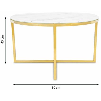 Klubska mizica VERTIGO 45x80 cm zlata/bela marmor decor
