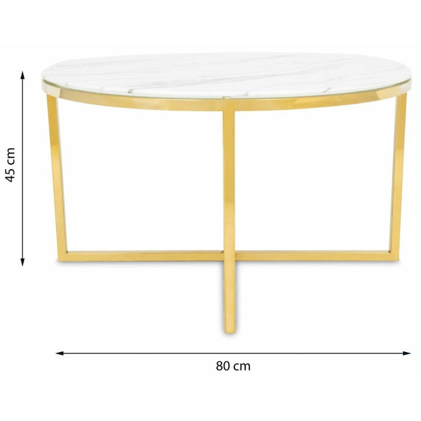 Klubska mizica VERTIGO 45x80 cm zlata/bela marmor decor