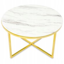 Klubska mizica VERTIGO 45x80 cm zlata/bela marmor