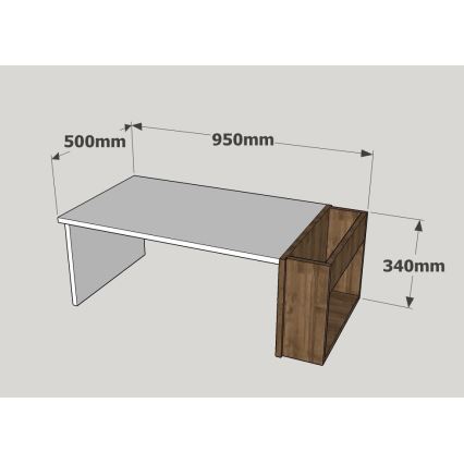 Klubska mizica VIEW 34x95 cm bela