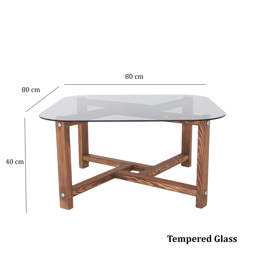 Klubska mizica ZEN 40x80 cm bor/prozorna