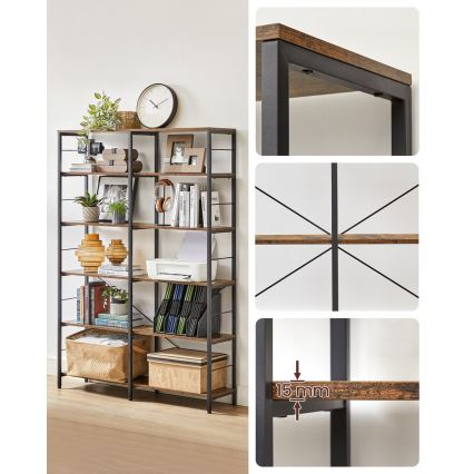 Knjižna omara NAVARO rjava/črna