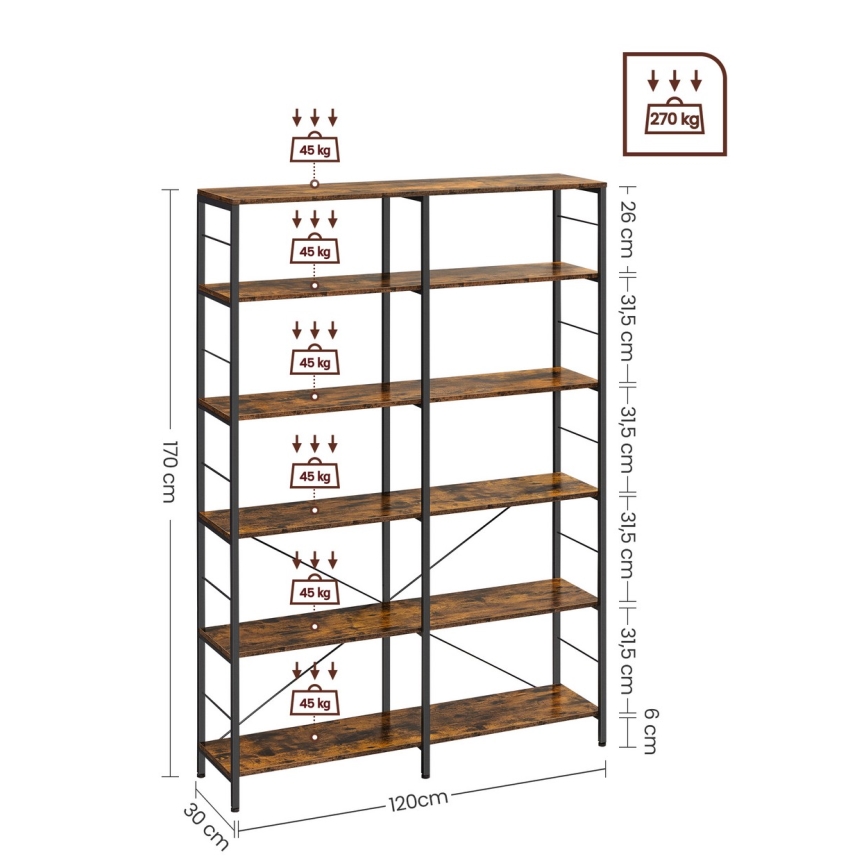 Knjižna omara NAVARO rjava/črna