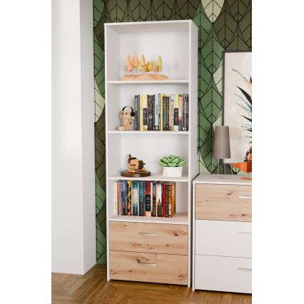 Knjižna omara URO hrast artisan/bela