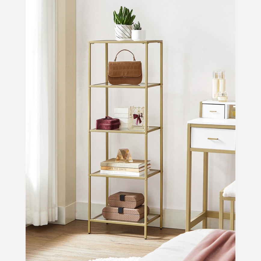 Knjižni regal GLASY v zlati barvi