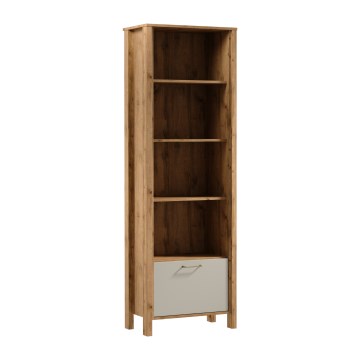 Knjižni regal MENTA 66x200x37 cm hrast Wotan/siva