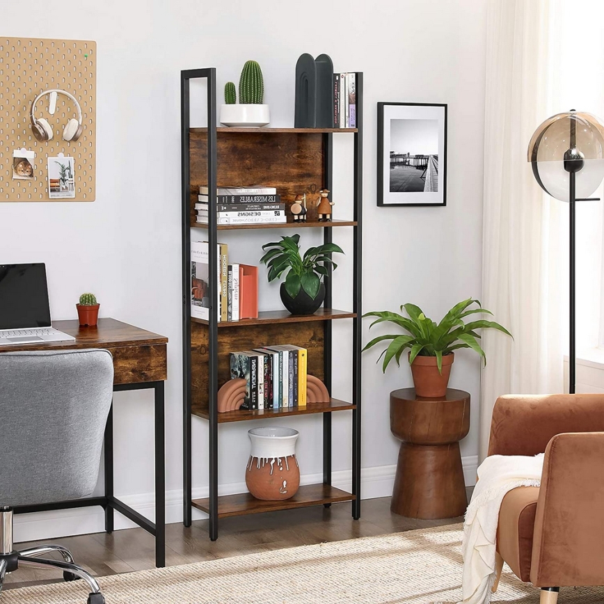 Knjižni regal NAVARO rjav/črn