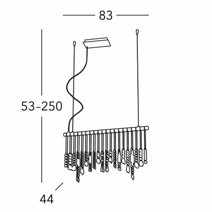 Kolarz 104.85.5 - Kristalni lestenec na vrvici STRETTA 5xG9/40W/230V sijajni krom