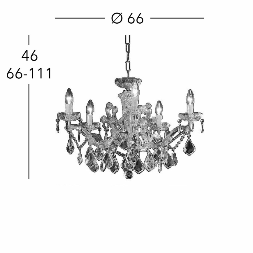 Kolarz 3149.85.3.KoT - Kristalni lestenec na verigi MARIA LOUISE 5xE14/40W/230V 24K zlata