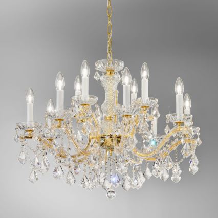 Kolarz 3149.88+4.3.KoT - Kristalni lestenec na verigi MARIA LOUISE 12xE14/40W/230V 24K zlata