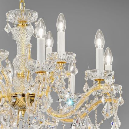 Kolarz 3149.88+4.3.KoT - Kristalni lestenec na verigi MARIA LOUISE 12xE14/40W/230V 24K zlata