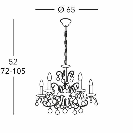Kolarz 3234.85.3.KoT - Kristalni lestenec na verigi CARMEN 5xE14/60W/230V 24K zlata