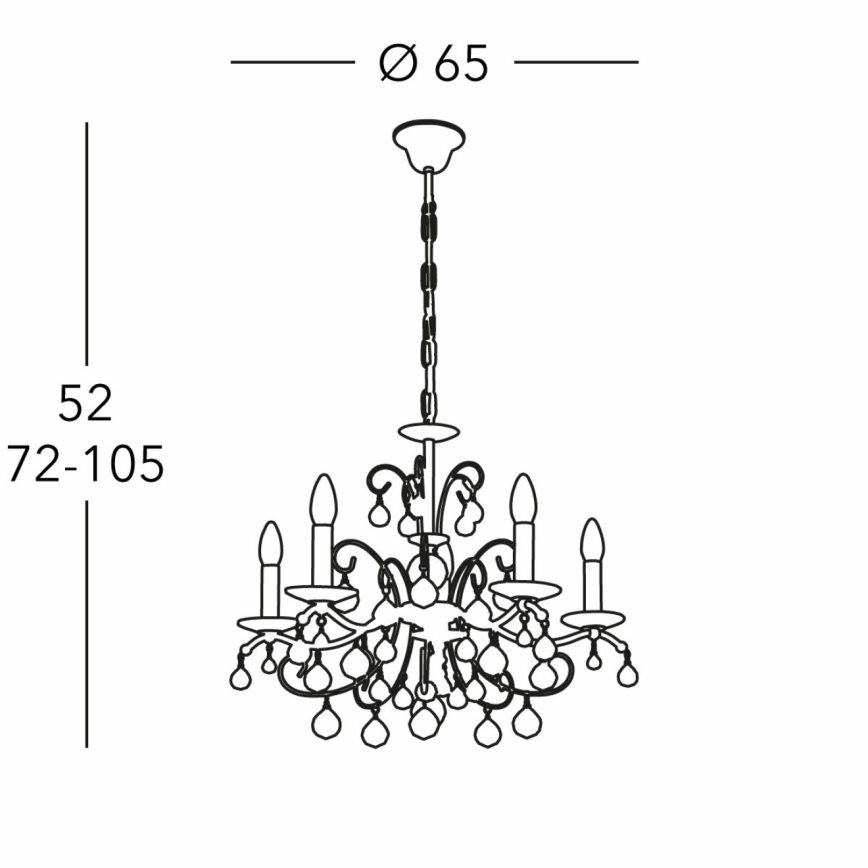 Kolarz 3234.85.3.KoT - Kristalni lestenec na verigi CARMEN 5xE14/60W/230V 24K zlata
