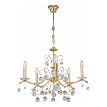 Kolarz 3234.85.3.KoT - Kristalni lestenec na verigi CARMEN 5xE14/60W/230V 24K zlato