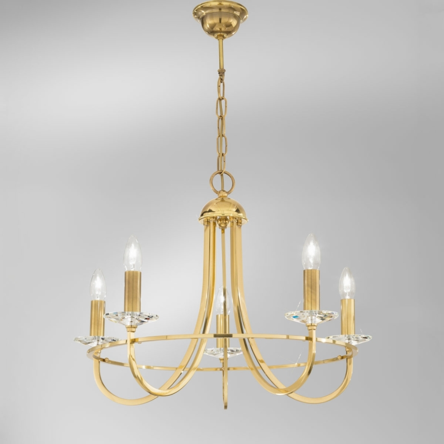 Kolarz 330.85.8C - Kristalni lestenec na verigi IMPERIAL 5xE14/60W/230V zlata