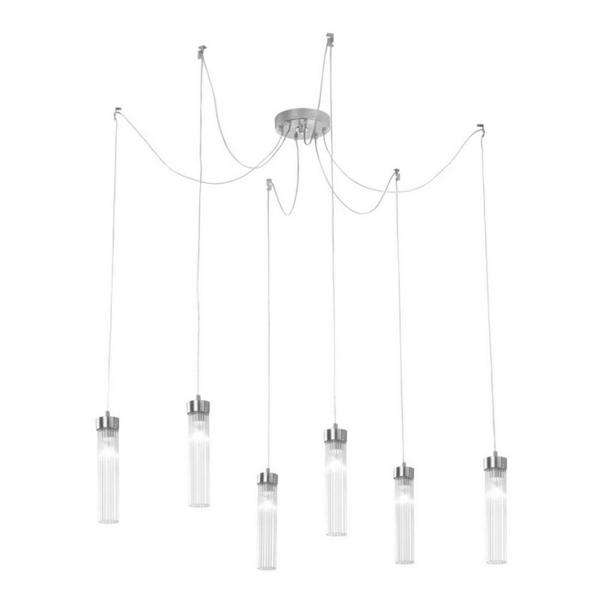 Kolarz 6009.30650 - Lestenec na vrvici RAGGIO 6xE14/25W/230V spider srebrna