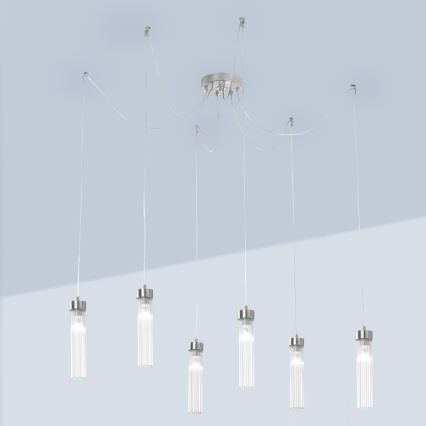 Kolarz 6009.30650 - Lestenec na vrvici RAGGIO 6xE14/25W/230V spider srebrna