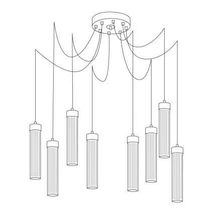 Kolarz 6009.30850 - Lestenec na vrvici RAGGIO 8xE14/25W/230V spider srebrna