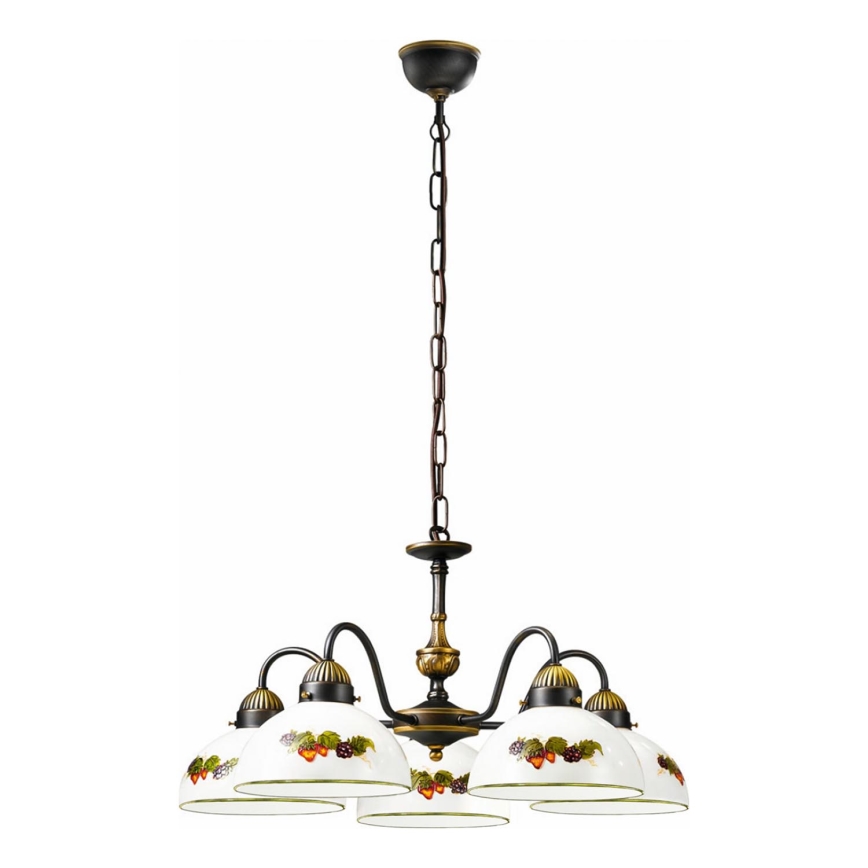 Kolarz 731.85.121 - Lestenec na verigi NONNA 5xE27/75W/230V grozdje/jagode
