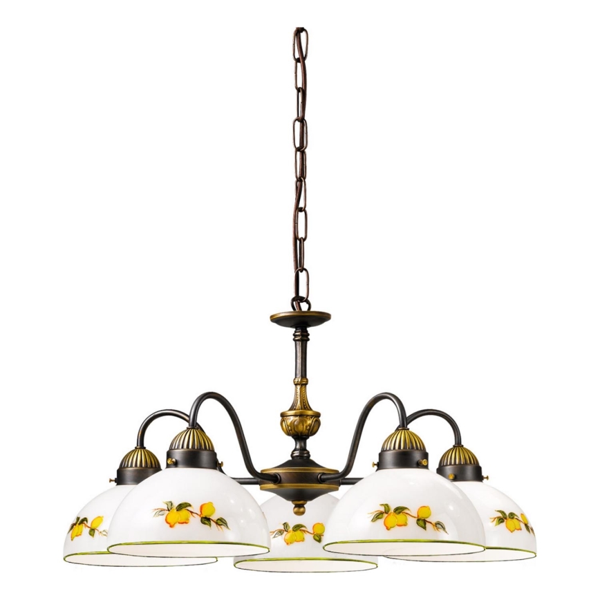 Kolarz 731.85.126 - Lestenec na verigi NONNA 5xE27/75W/230V limone