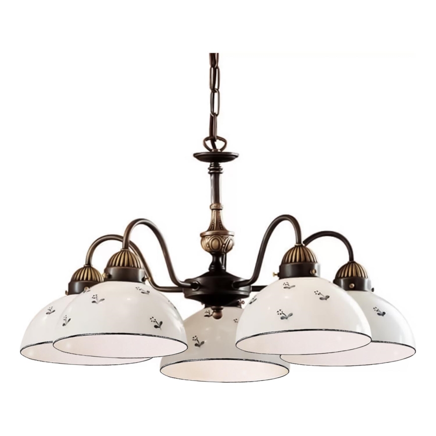 Kolarz 731.85.16 - Lestenec na verigi NONNA 5xE27/75W/230V modra