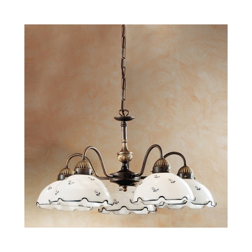 Kolarz 731.85.17 - Lestenec na verigi NONNA 5xE27/75W/230V moder