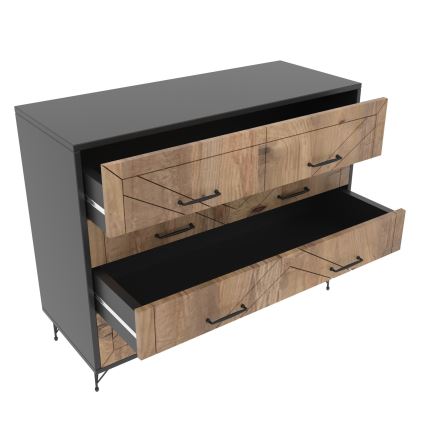 Komoda COMFORT 100x80 cm rjava/črna